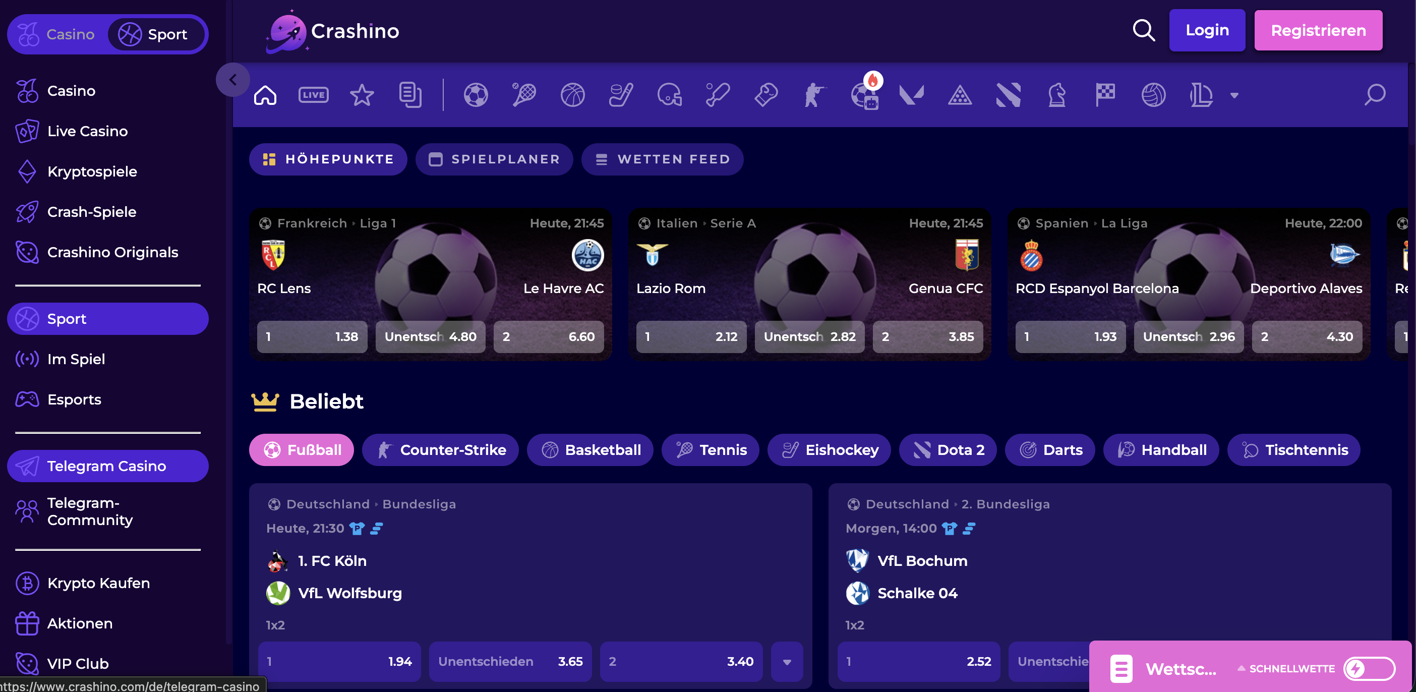 Crashino Übersicht und Wetten